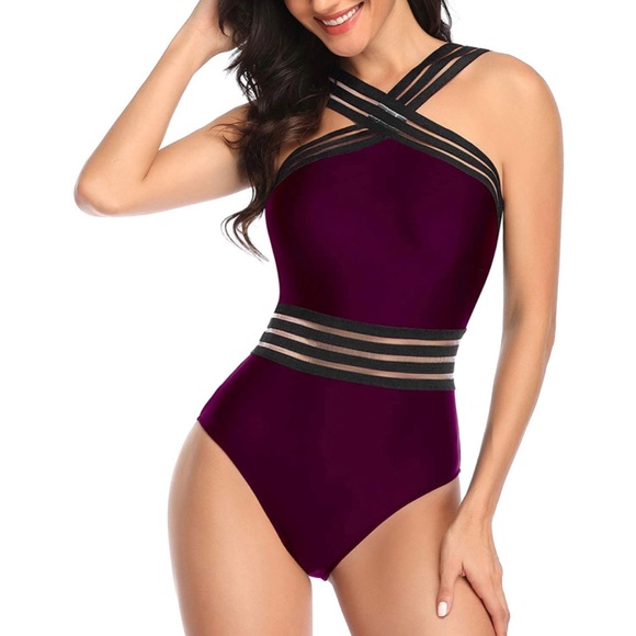 🎉HP | Tempt Me ✨Criss-Cross Front Mesh Swimsuit - Picture 2 of 10
